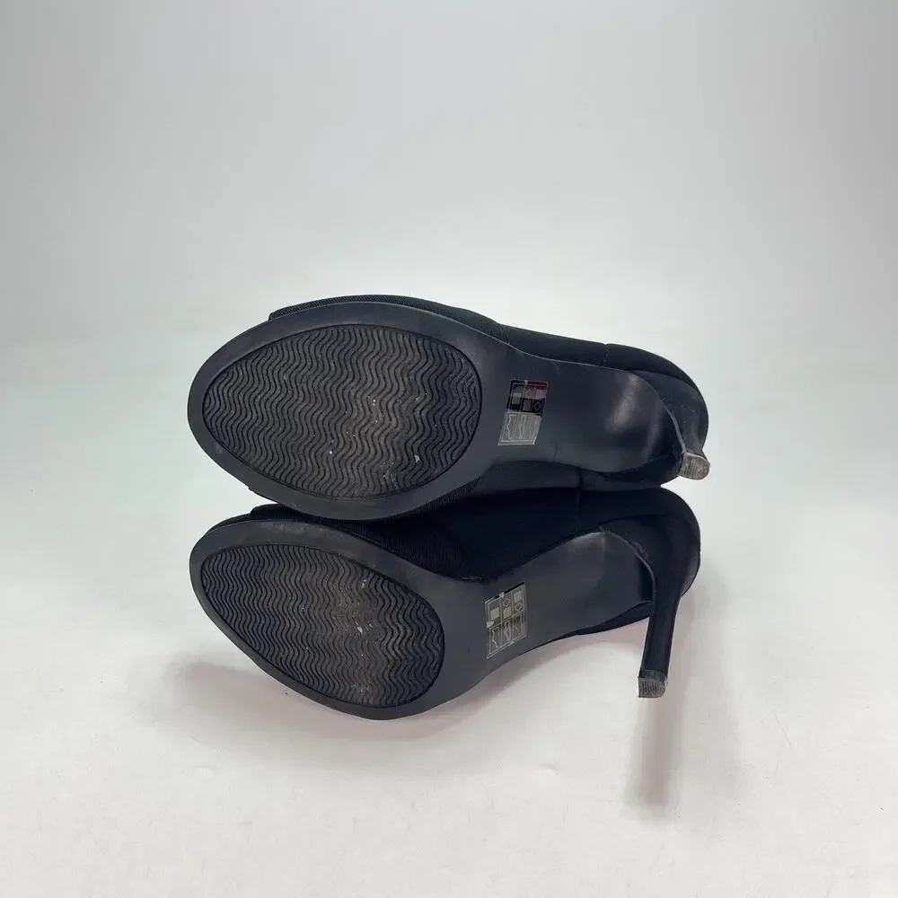 Guess Gwmina Black Open Peep Toe Cut Stiletto Heel Ankle Booties Women's Size 7